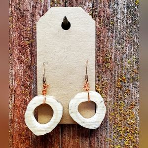 Deer Antler Hoop Earrings with Copper Accents
